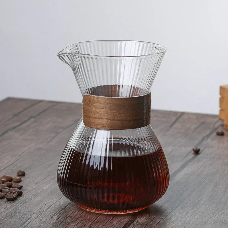 Striped Coffee Pot Hand Brewed Glass Coffee Sharing