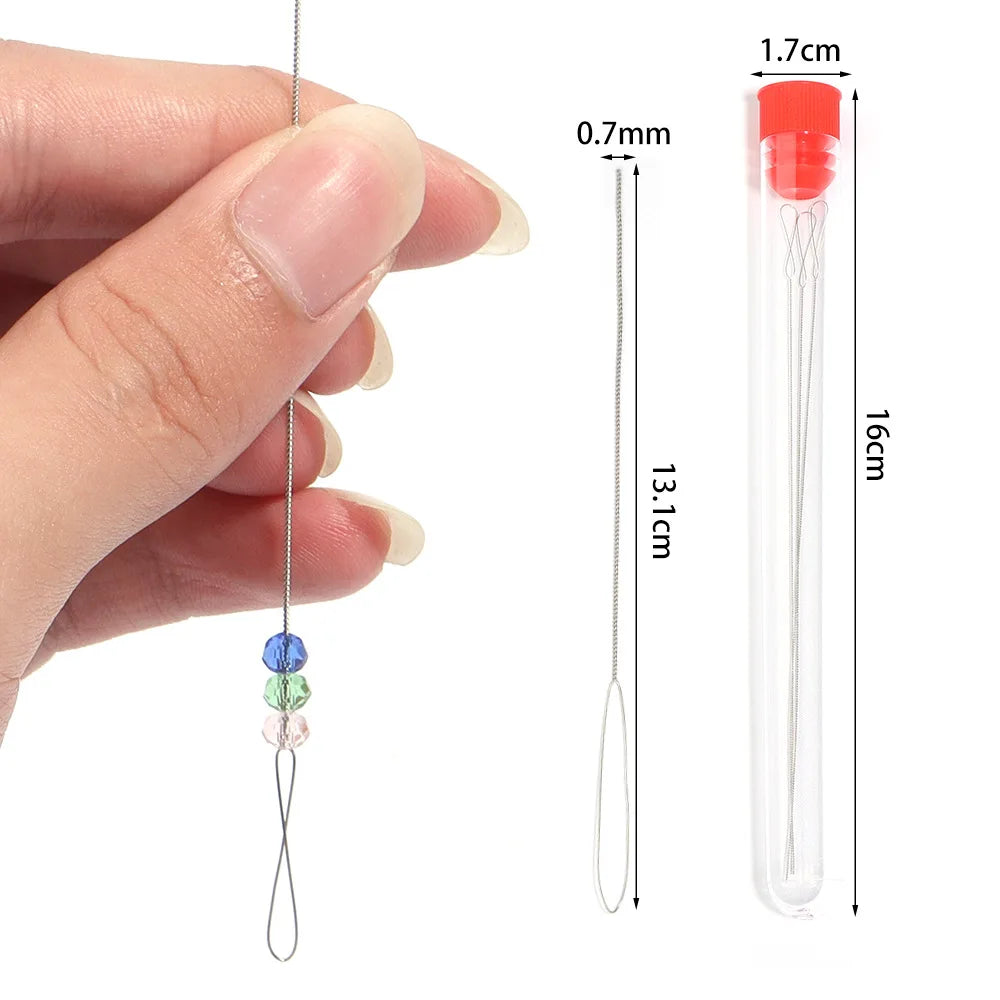 5pcs7pcs Stainless Steel Beaded Needle For Beads Threading