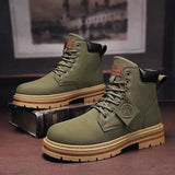 Green Men Ankle Boots Platform Men's Leather Shoes