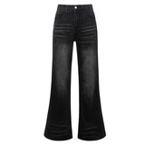 Black Men Brushed Flared Jeans Loose Fit Y2K