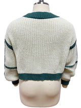 Autumn Winter Color Contrast V-neck Lady Knitting Cardigan