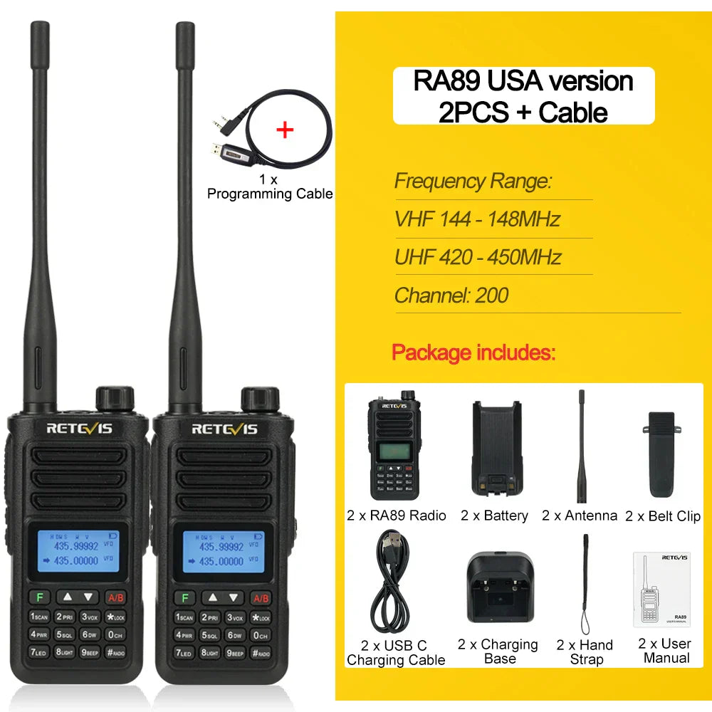 Retevis RA89 Walkie Talkie USB C Charge IP68