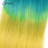 Elfriede BlueGreenYellow Straight Ombre Colored Hair Bundles with