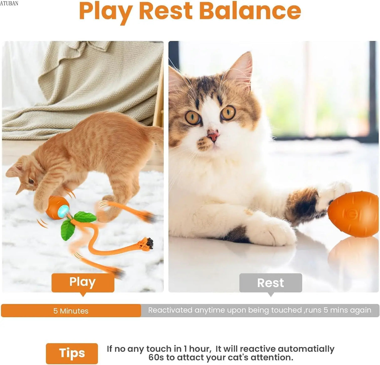 Interactive Cat Toy,3 Working Modes Irregular Motion Trajectory