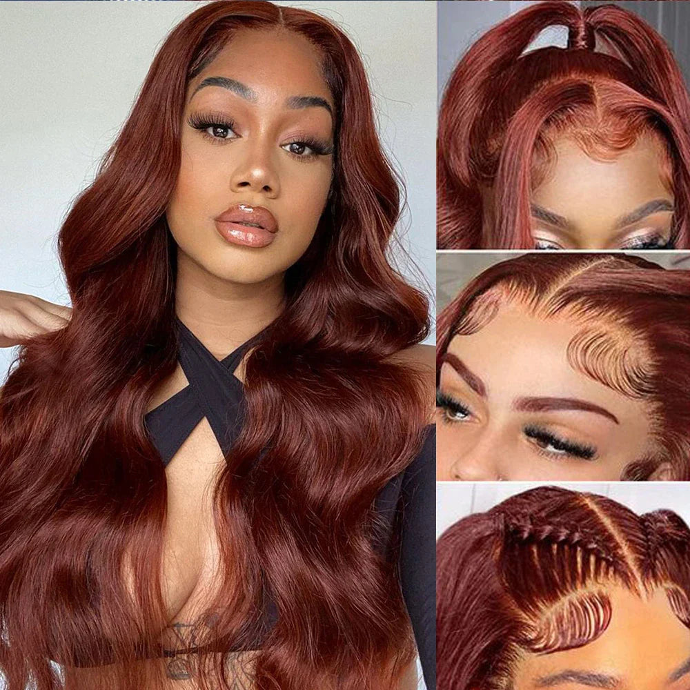 13x4 Reddish Brown Body Wave Lace Frontal Human