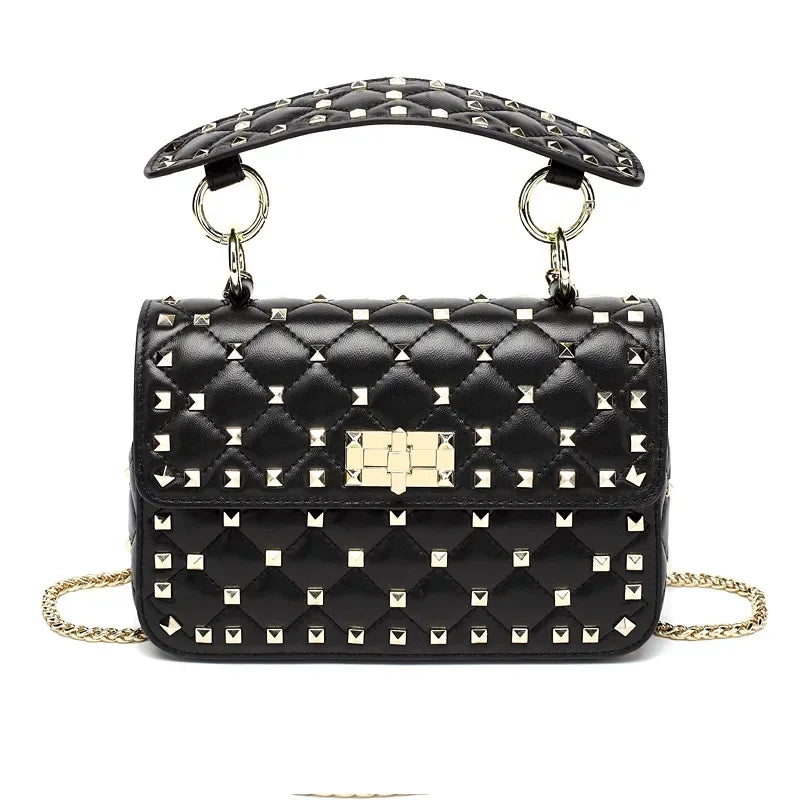 2024 New Fashion Women Sheepskin Leather Rivet Handbags