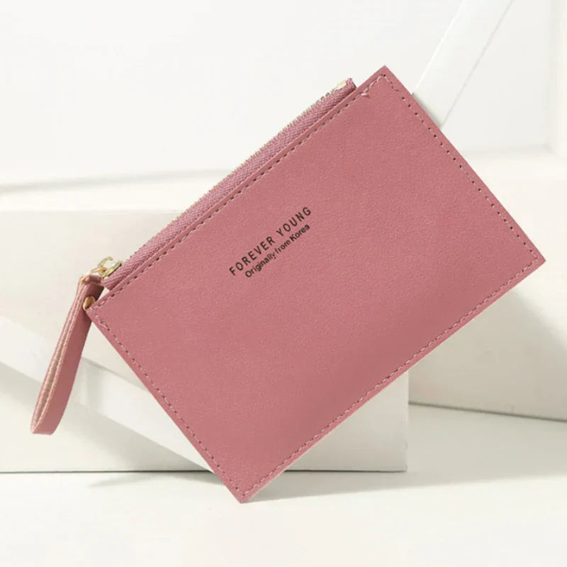 Ultra-Thin PU Leather Zipper Wallet – Unisex Card & Cash Holder