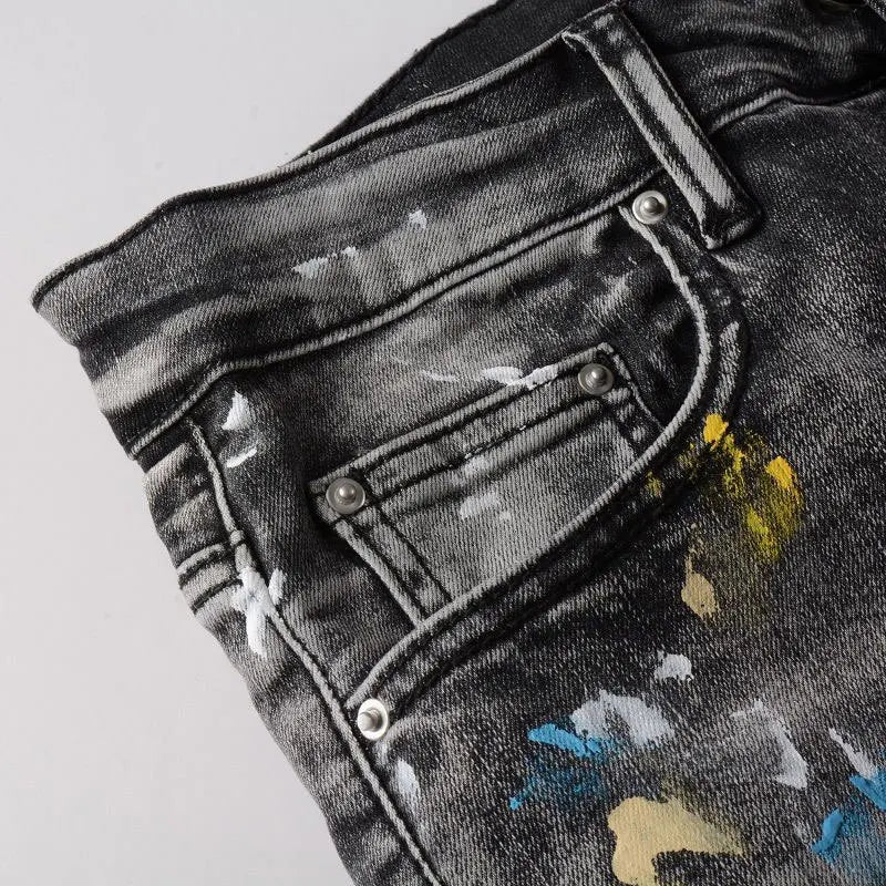 Skinny Tapered Trouser New Retro Splash Ink Jean