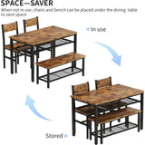 4 Pieces Dining Table Set, Industrial Dining Table