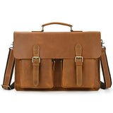 15.6" Genuine Leather Laptop Bag for Men - Cowhide Briefcase & Messenger Tote