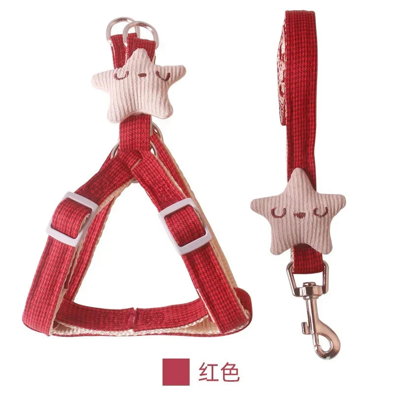 Dog Harness with 1.2m Traction Leash Adjustable Collars