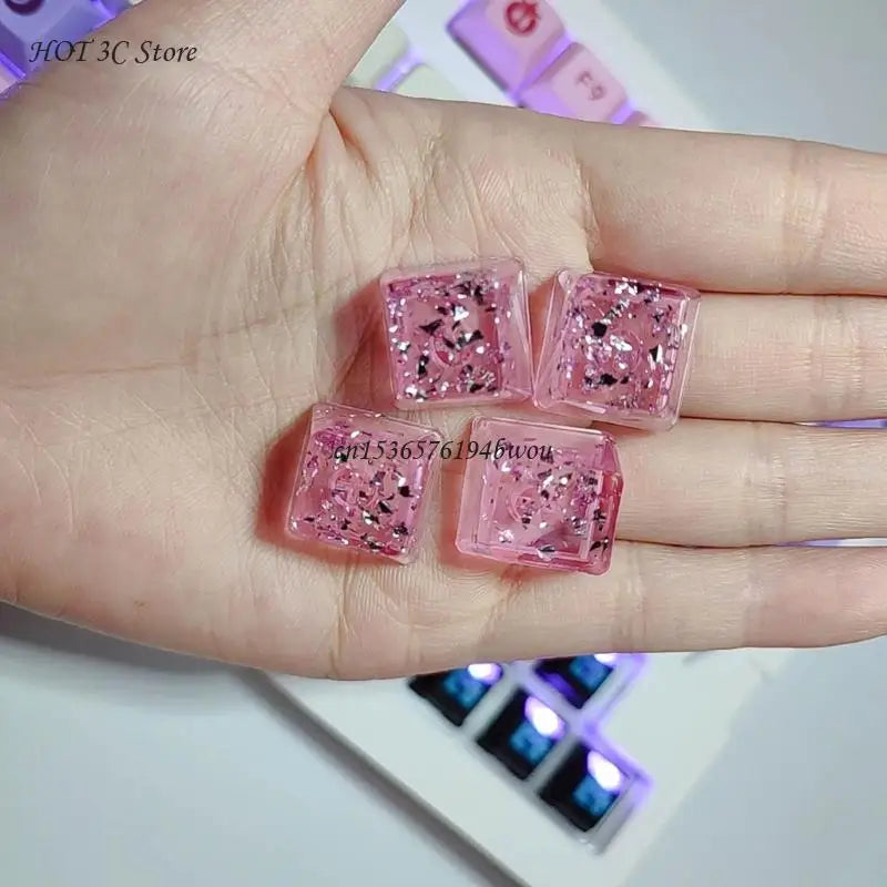 Backlit Keycaps Durable Resin Pink Foil Keycap OEM