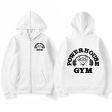 Powerhouse Gym Logo Zip Up Hoodie Harajuku Men's