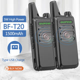 2PCS Baofeng BF-T20 5W Portable Mini Walkie Talkie