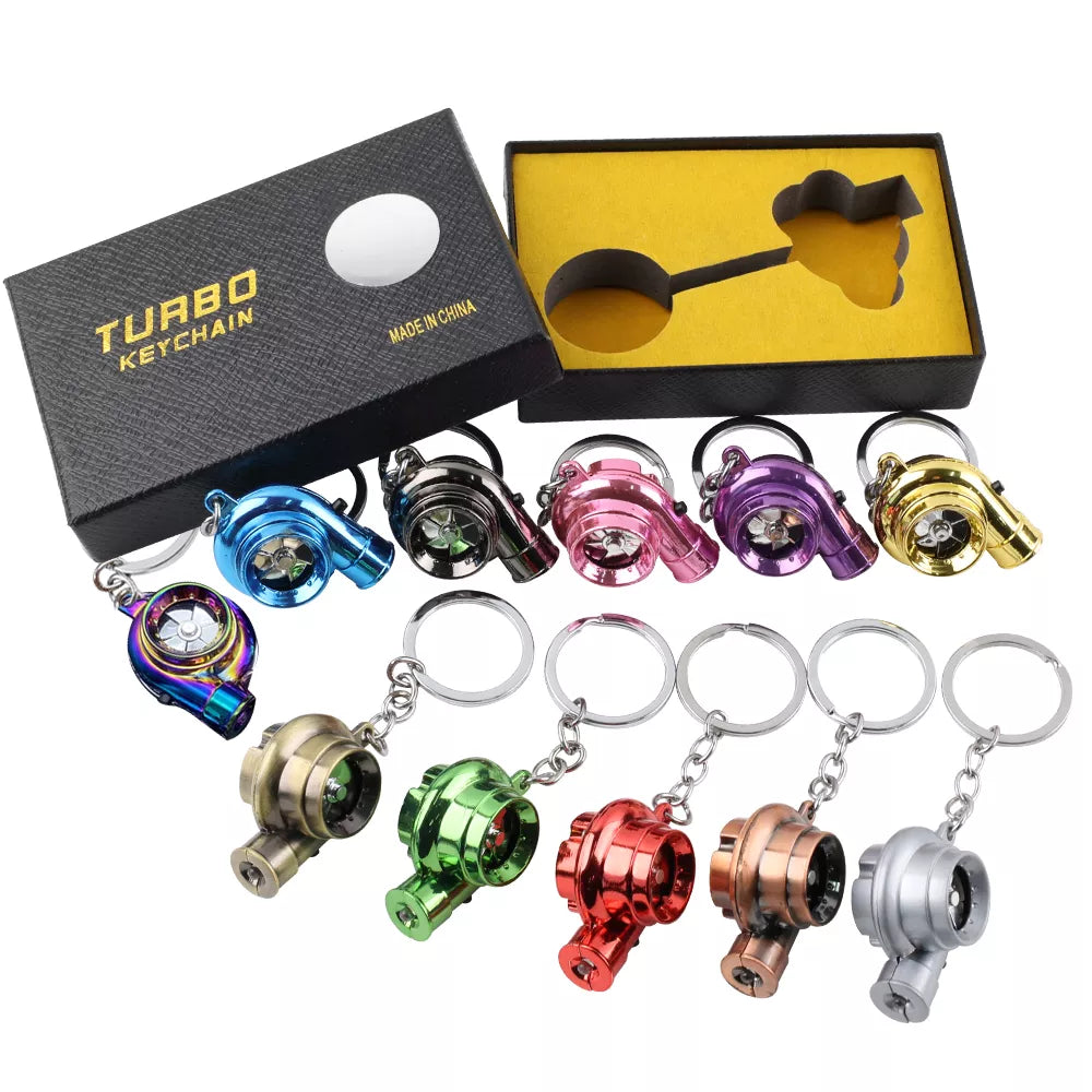 LED Mini Turbo Sound Turbocharger Keychain Spinning Turbine