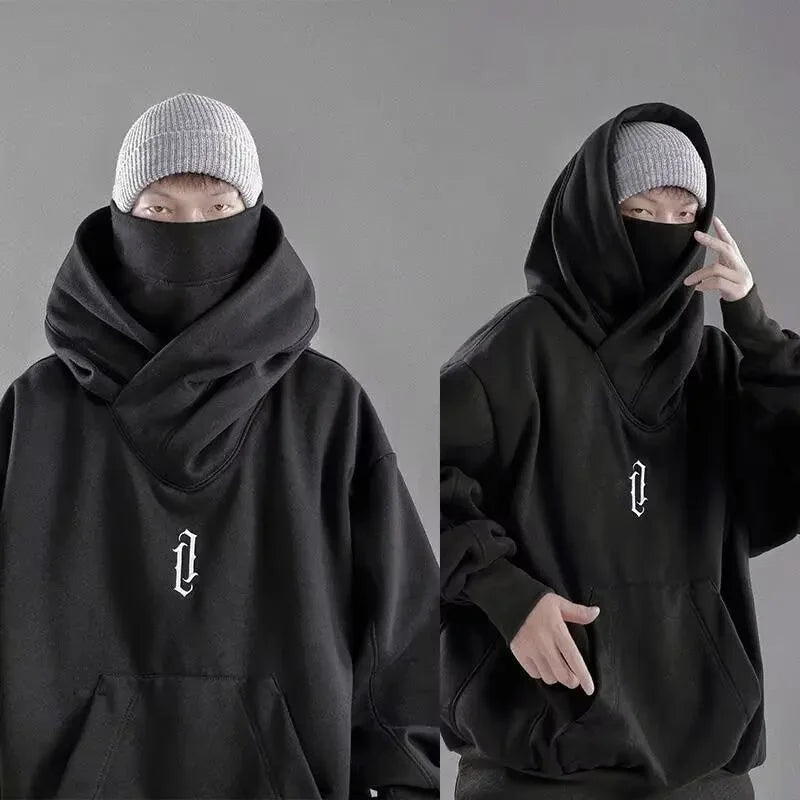 Embroidery Turtleneck Sweatshirt For Men Japanese Ninja Hoodies