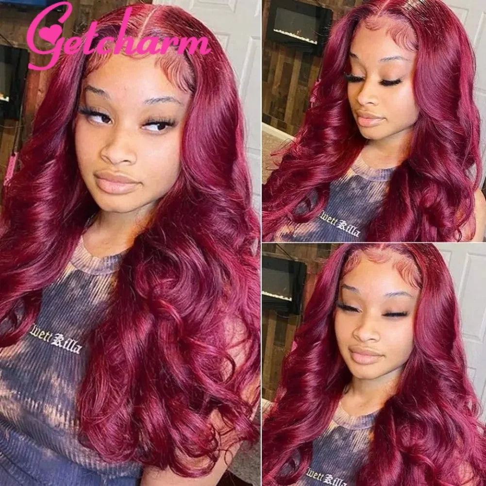 Burgundy Body Wave Lace Front Wig 13X4 13x6