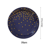 Dark Blue Gold Dot Disposable Tableware Set Paper