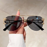 Vintage Rimless Sunglasses Men Women Trendy Aviator Gradient