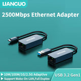 LIANGUO 2500Mbps Ethernet Adapter USB 3.0 Type-C To