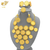 African 24K Gold Color Coins Necklace Bracelet Sets