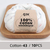QJH 10PCS 100% Organic Cotton Yarn Pure/Mixed Color