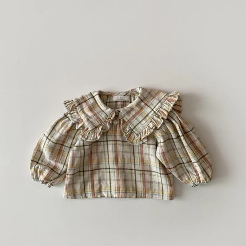 2024 Spring New Girls Large Lapel Shirts Children