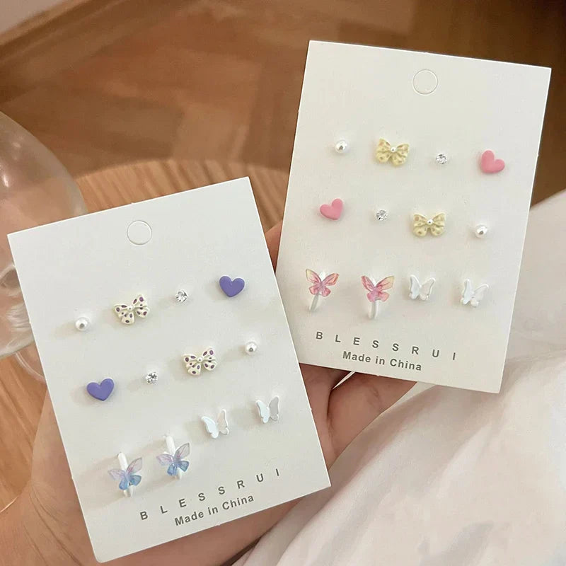 12Pcs 925 Silver Needle Stud Earrings for Women