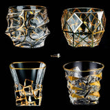 Whiskey Glass Tumblers Set Gold Line Wine Whisky