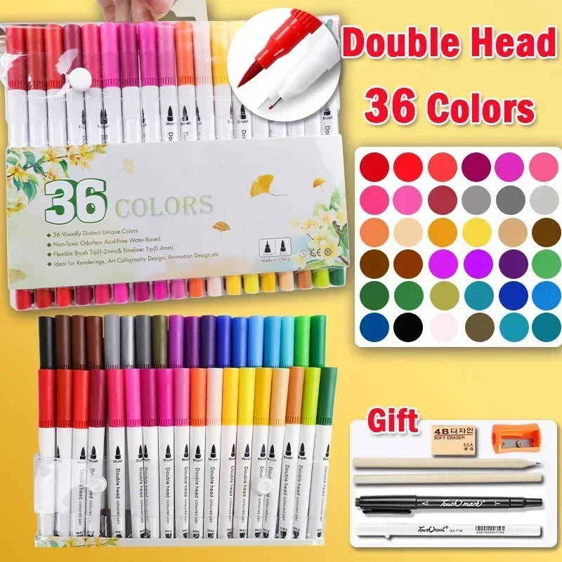 168 Color Marker Pen Set Manga Double-Headed Comic