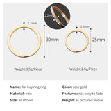 100 PcsLot Rose gold Key Ring Plated 25mm
