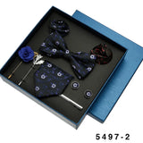 Black Mens Neck Tie Gift Set Bowtie Pocket