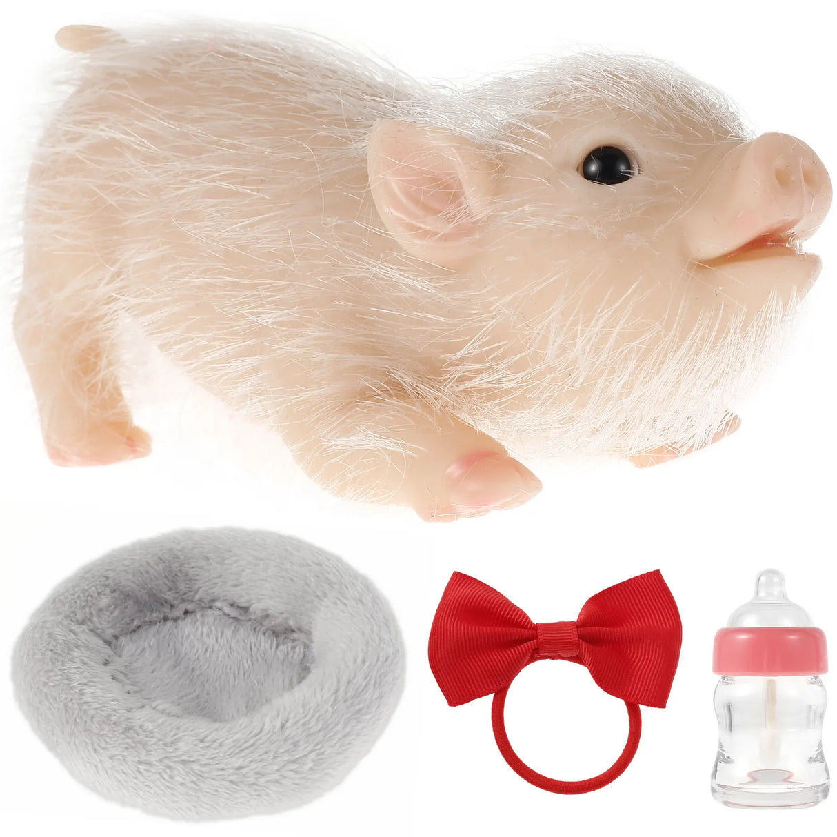 Silicone Pig Doll Toy with Pig Bowknot Nursing