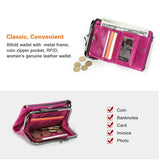 Contact'S Metal Frame Wallet Ladies Purse Women Cowhide Vintage Hasp and Zipper Red Small Purses for Woman ID Cards And Coin