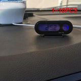 1~10PCS Car Mini Electronic Clock with Thermometer - Luminous Digital Dashboard Watch