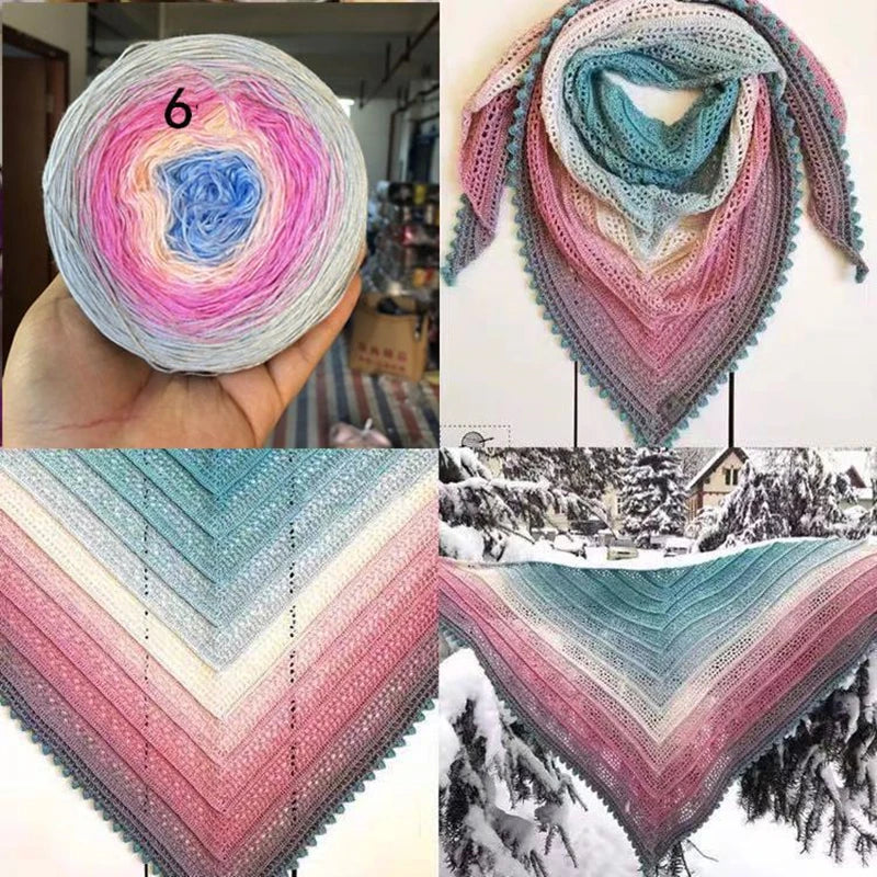 300g Cake Gradient Color Crocheted Shawl Blanket DIY