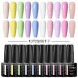 10Pcs Nude Glitter Gel Nail Polish Set Purple