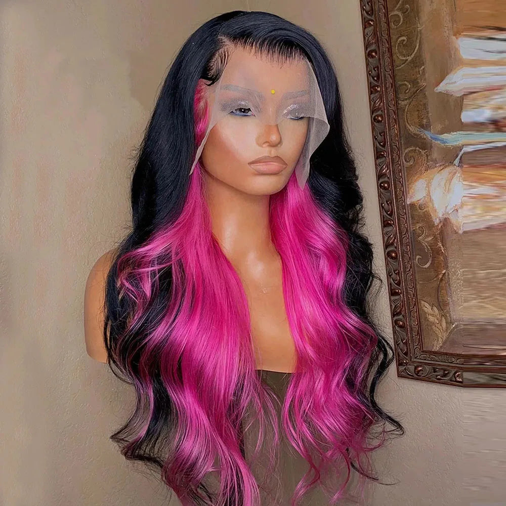 RONGDUOYI Black Pink Two Tones Body Wave Synthetic