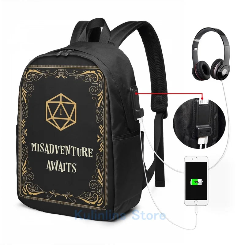 Funny Graphic print Misadventure Awaits D20 Dice Tabletop