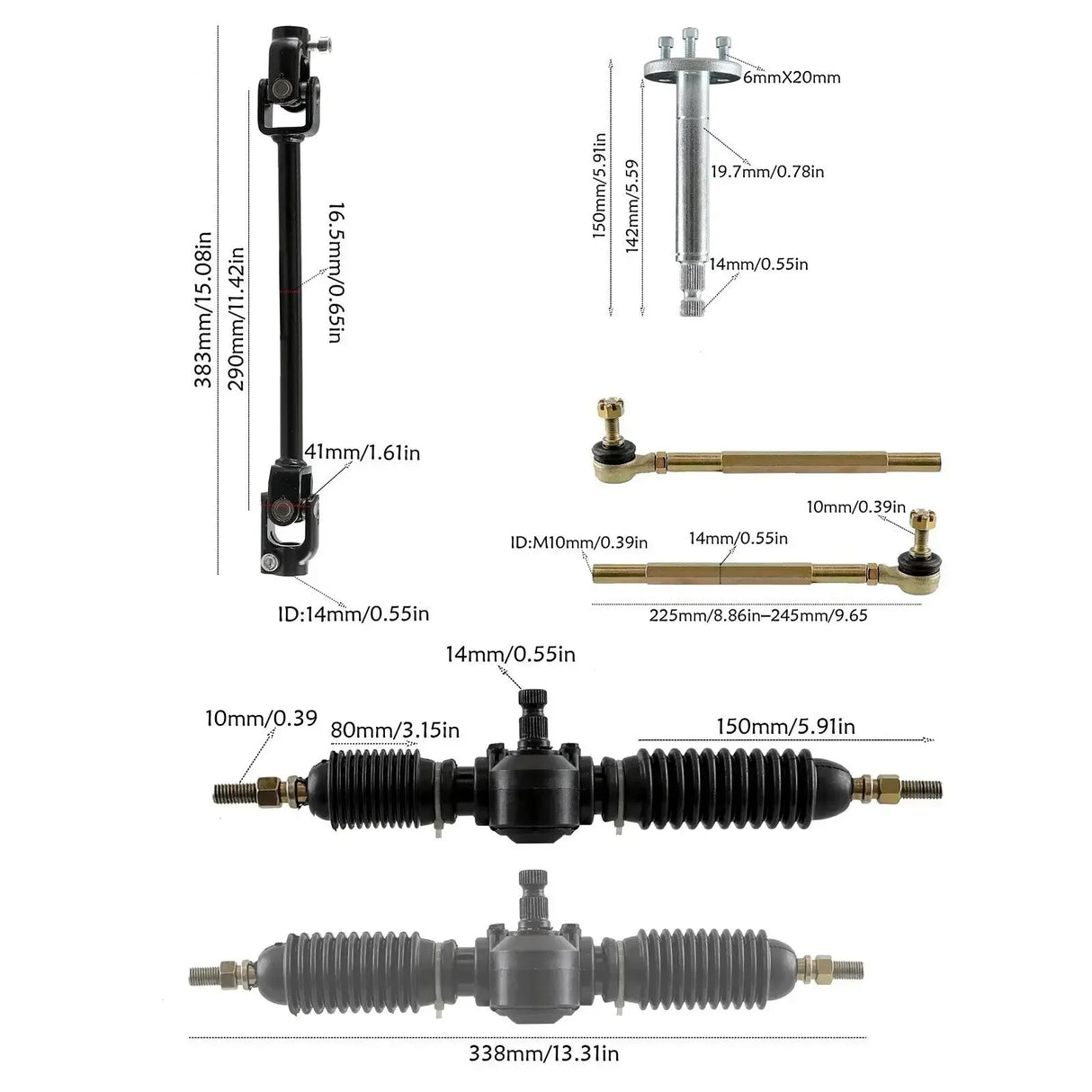 Front Drive Swingarm Kit Go Kart Steering Wheel Gear Rack Shaft Drive Half Axle Assembly for Electric ATV  Golf Cart Snowmobile