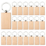 20 Pieces Blank Wooden Keychain Rectangular Key ID