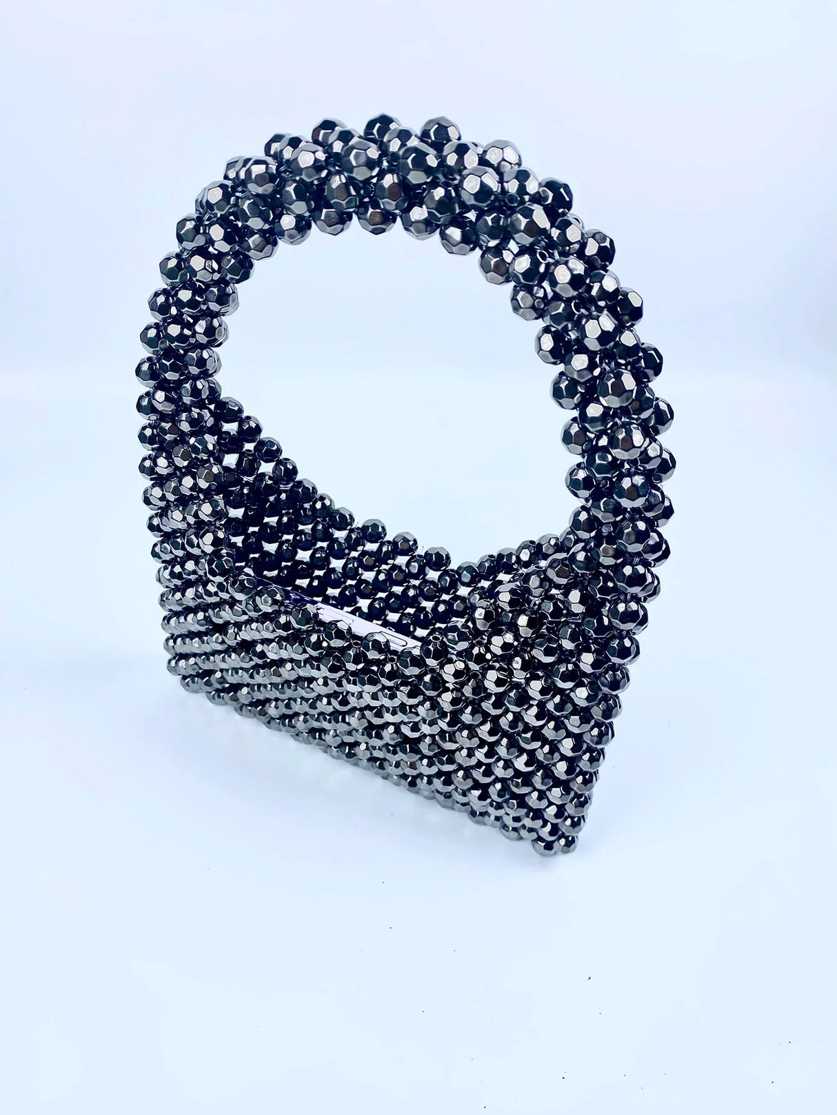 New dark gray corner bead beaded bag