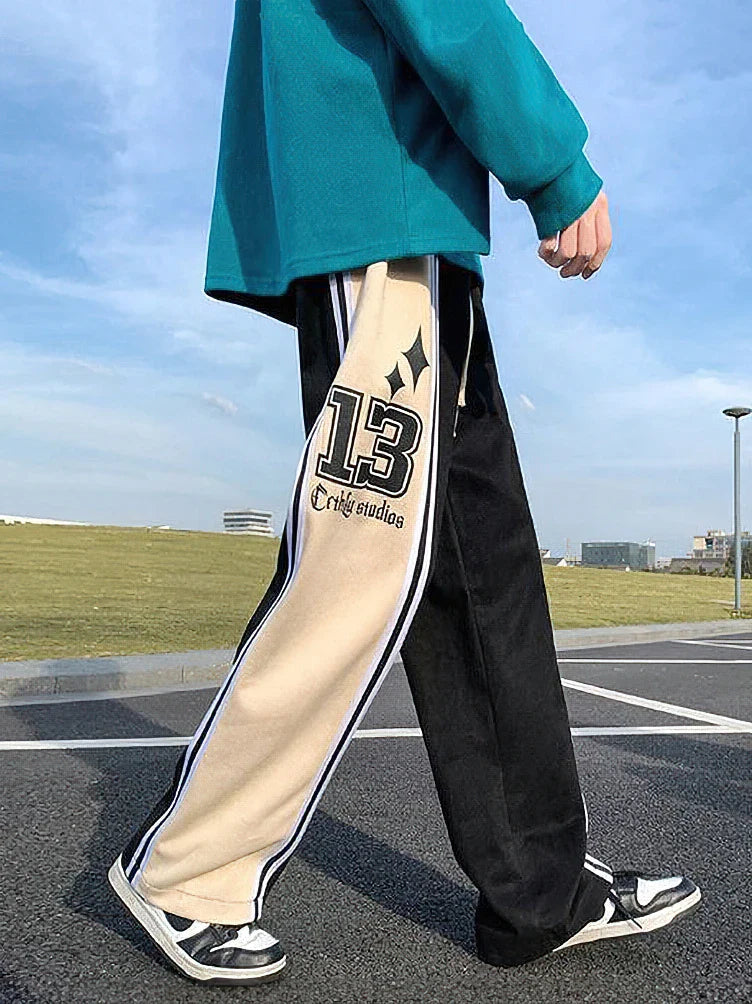 Y2k Preppy Casual Sport Sweatpants Men Streetwear Hip