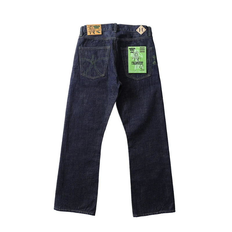 MBBCAR Mens Jeans bell-bottomed Pants thick 16oz Selvedge