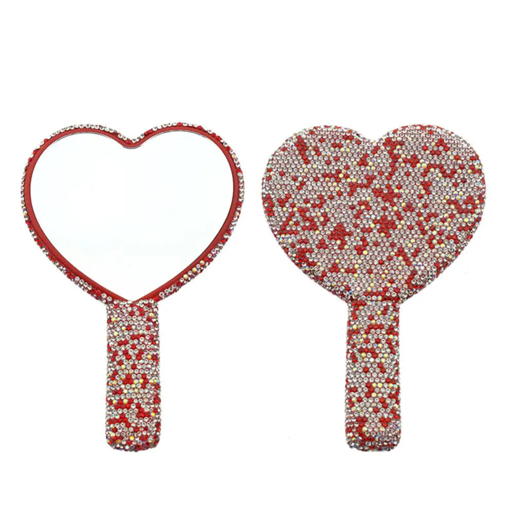 Luxury Diamond Hand Mirror Love Heart Mirror Female