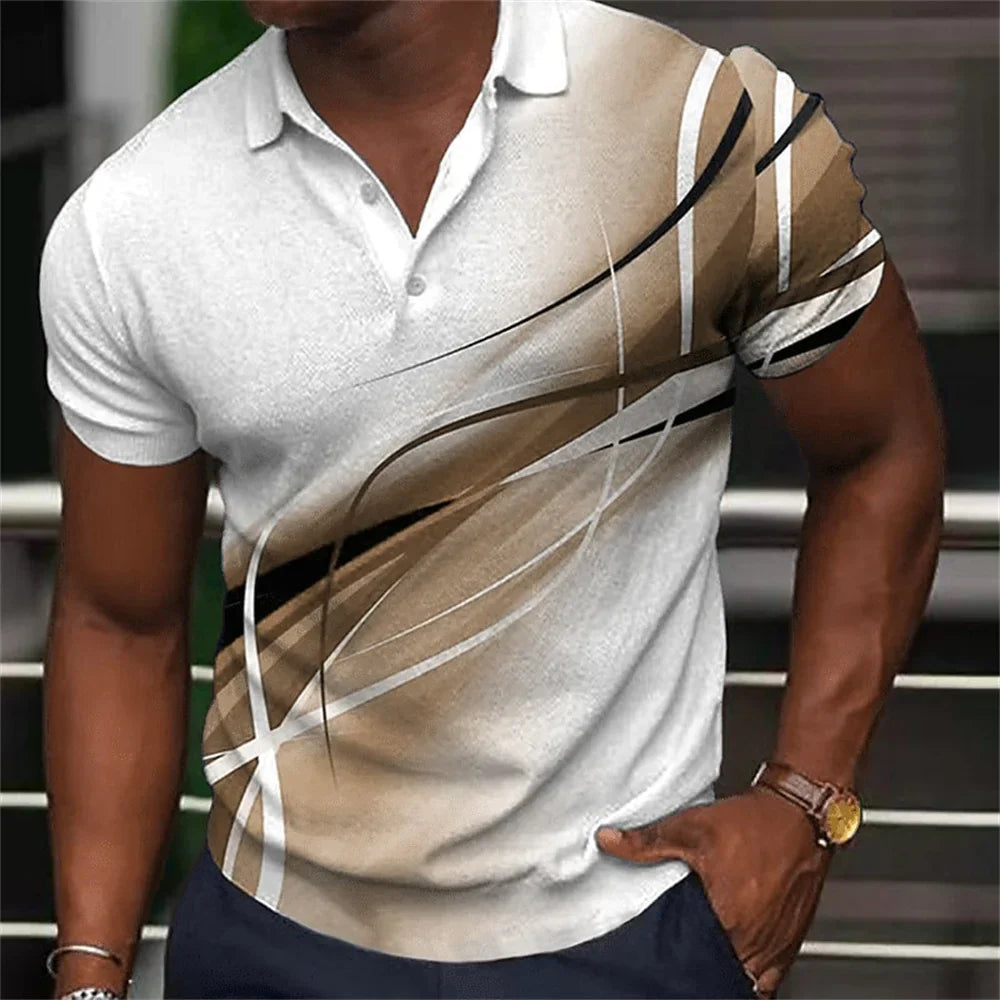 Fashion Men'S Polo Shirt Gradient Line Summer Short