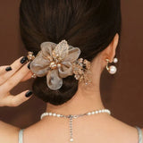 Crystal Flower Hair Rope Hair Tie For Women