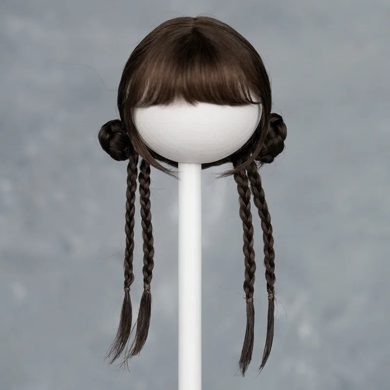 30cm Doll Wig Bangs Ponytail Curly Soft Mohair