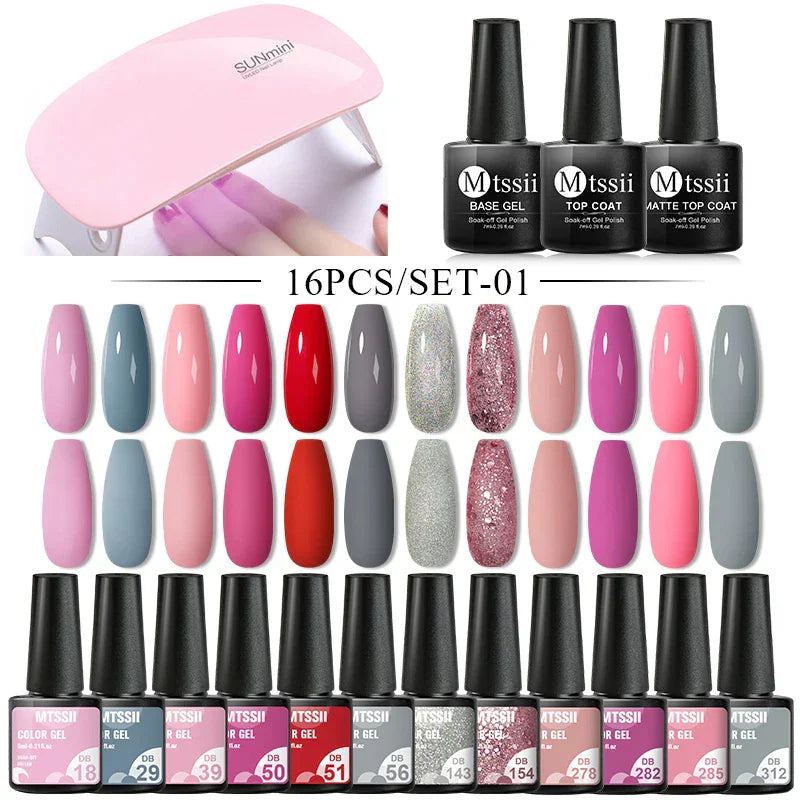 Mtssii 13/16Pcs Gel Nail Polish Set With 36W