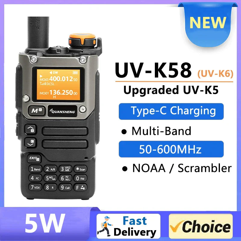 UV K58 Walkie Talkie 5W Quansheng UV-K6 Two